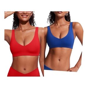 CRZ YOGA Womens V Neck Bikini Tops Bathing Suit V Back Wide Straps Swim X2 XXS